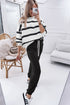 Striped Drop Shoulder Pullover And Jogger Pant Set