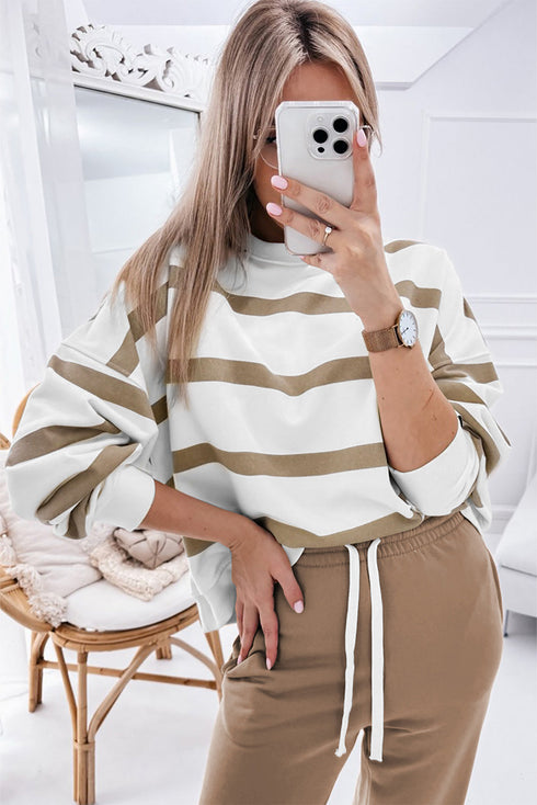 Striped Drop Shoulder Pullover And Jogger Pant Set