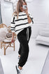 Striped Drop Shoulder Pullover And Jogger Pant Set