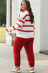 Striped Drop Shoulder Pullover And Jogger Pant Set