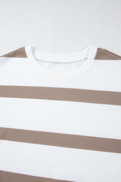 Striped Drop Shoulder Pullover And Jogger Pant Set