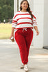 Striped Drop Shoulder Pullover And Jogger Pant Set