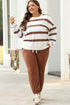 Striped Drop Shoulder Pullover And Jogger Pant Set