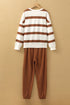 Striped Drop Shoulder Pullover And Jogger Pant Set
