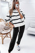 Striped Drop Shoulder Pullover And Jogger Pant Set