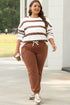Striped Drop Shoulder Pullover And Jogger Pant Set