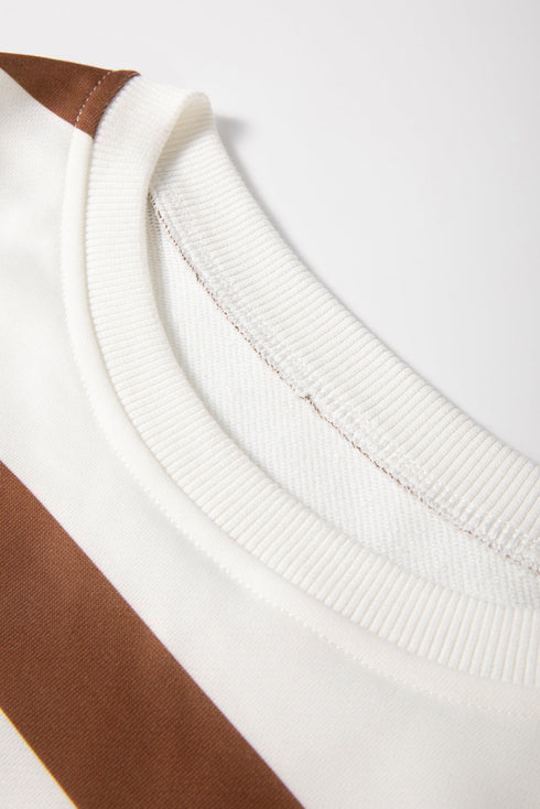 Striped Drop Shoulder Pullover And Jogger Pant Set