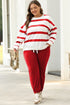 Striped Drop Shoulder Pullover And Jogger Pant Set