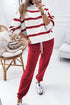 Striped Drop Shoulder Pullover And Jogger Pant Set
