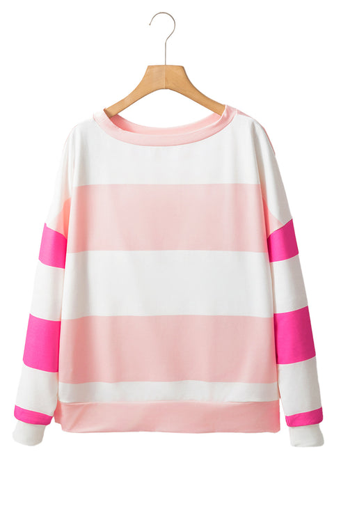 Striped Drop Shoulder Relaxed Fit Knit Top