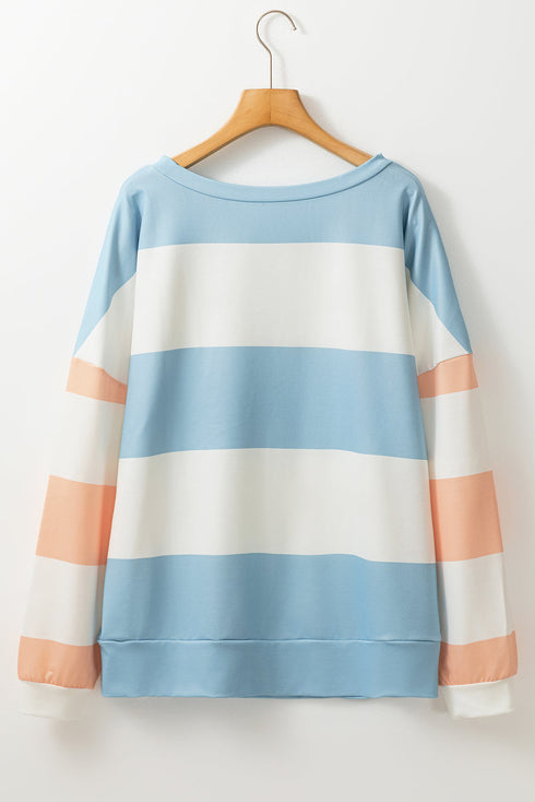 Striped Drop Shoulder Relaxed Fit Knit Top