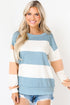 Striped Drop Shoulder Relaxed Fit Knit Top