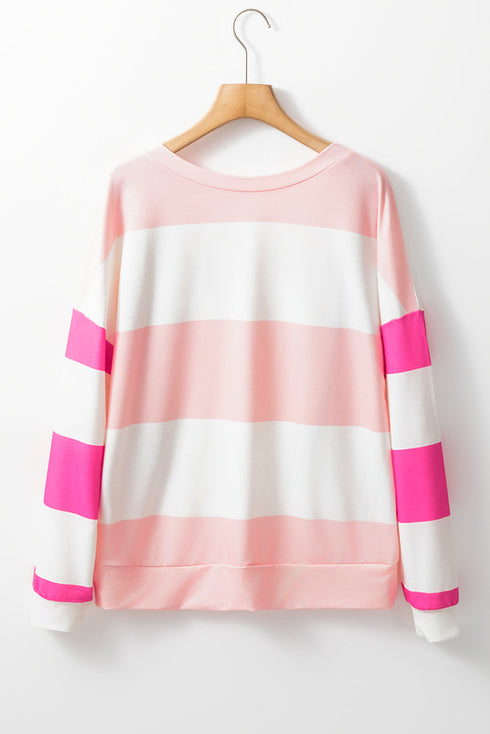 Striped Drop Shoulder Relaxed Fit Knit Top