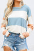Striped Drop Shoulder Relaxed Fit Knit Top