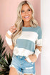 Striped Drop Shoulder Relaxed Fit Knit Top