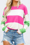 Striped Drop Shoulder Relaxed Fit Knit Top