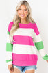 Striped Drop Shoulder Relaxed Fit Knit Top