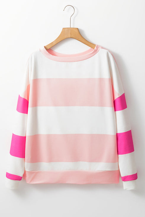 Striped Drop Shoulder Relaxed Fit Knit Top