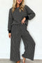 Striped Drop Shoulder Relaxed Pullover Two Piece Pant Set