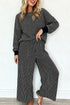 Striped Drop Shoulder Relaxed Pullover Two Piece Pant Set