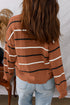 Striped Drop Shoulder Ribbed Edge Crewneck Pullover Sweater