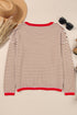 Striped Drop Shoulder Ribbed Trim Pullover Sweater