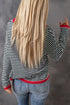 Striped Drop Shoulder Ribbed Trim Pullover Sweater