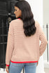 Striped Drop Shoulder Ribbed Trim Pullover Sweater