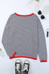Striped Drop Shoulder Ribbed Trim Pullover Sweater