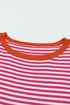 Striped Drop Shoulder Ribbed Trim Pullover Sweater