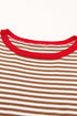 Striped Drop Shoulder Ribbed Trim Pullover Sweater