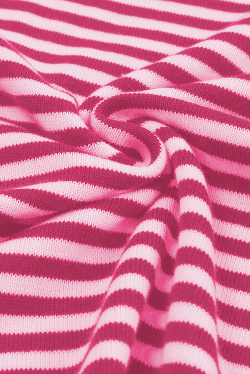 Striped Drop Shoulder Ribbed Trim Pullover Sweater
