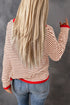 Striped Drop Shoulder Ribbed Trim Pullover Sweater
