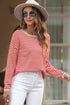 Striped Drop Shoulder Ribbed Trim Pullover Sweater