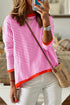 Striped Drop Shoulder Ribbed Trim Pullover Sweater