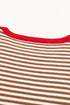 Striped Drop Shoulder Ribbed Trim Pullover Sweater