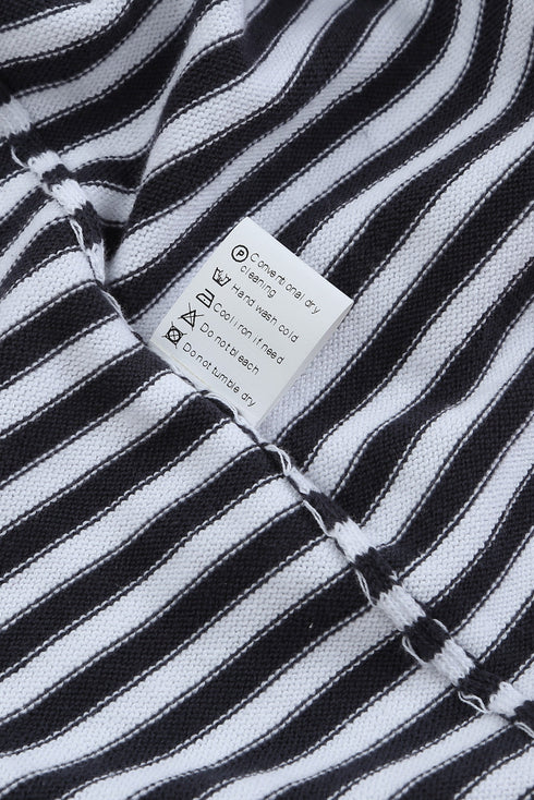 Striped Drop Shoulder Ribbed Trim Pullover Sweater