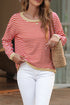 Striped Drop Shoulder Ribbed Trim Pullover Sweater