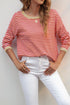 Striped Drop Shoulder Ribbed Trim Pullover Sweater