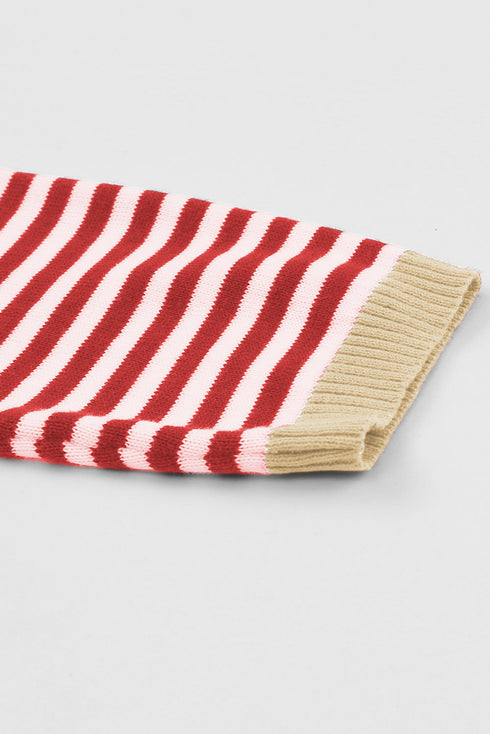 Striped Drop Shoulder Ribbed Trim Pullover Sweater