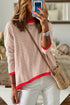 Striped Drop Shoulder Ribbed Trim Pullover Sweater