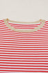 Striped Drop Shoulder Ribbed Trim Pullover Sweater