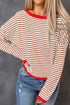 Striped Drop Shoulder Ribbed Trim Pullover Sweater