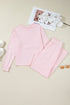 Striped Drop Shoulder Round Neck Buttoned Wide Leg Pant Sets