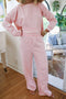 Striped Drop Shoulder Round Neck Buttoned Wide Leg Pant Sets