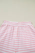 Striped Drop Shoulder Round Neck Buttoned Wide Leg Pant Sets