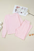 Striped Drop Shoulder Round Neck Buttoned Wide Leg Pant Sets