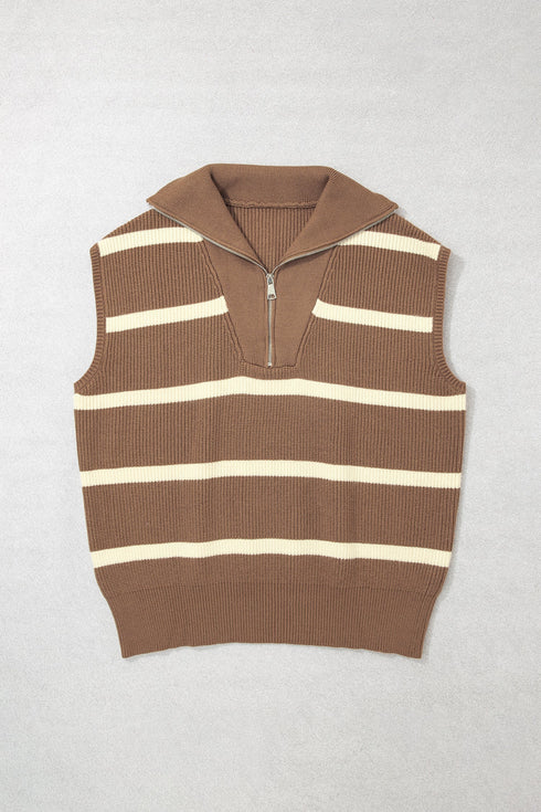 Striped Drop Shoulder V Neck Tunic Sweater
