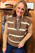 Striped Drop Shoulder V Neck Tunic Sweater