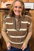 Striped Drop Shoulder V Neck Tunic Sweater